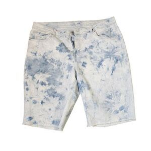 Style and Co Bermuda Acid Wash Denim Shorts Womens Size 16 Blue